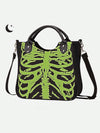 Glowing Skeleton Skull Tote: Rock Your Style with this Gothic Handbag