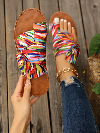 Rainbow Bowknot Massage Bottom Beach Sandals: Feel Comfortable and Stylish