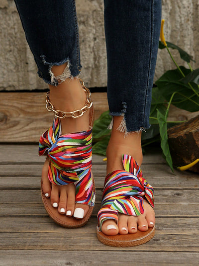 Rainbow Bowknot Massage Bottom Beach Sandals: Feel Comfortable and Stylish