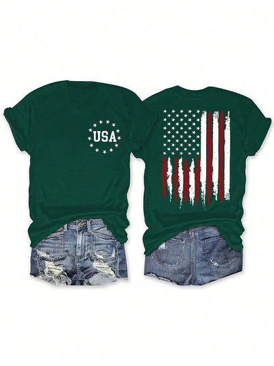 Show Your American Pride with Women's Patriotic Short Sleeve T-Shirt