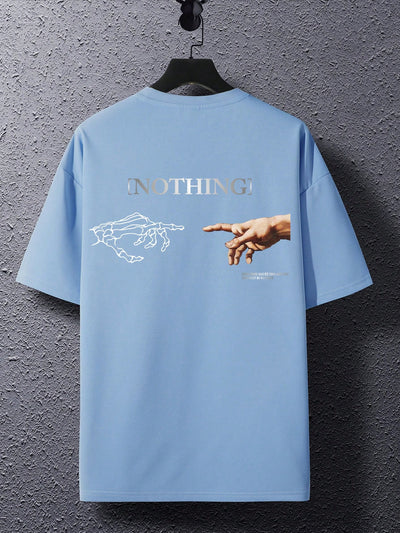 Men's Summer Casual T-Shirt: Letter and Gesture Print Edition