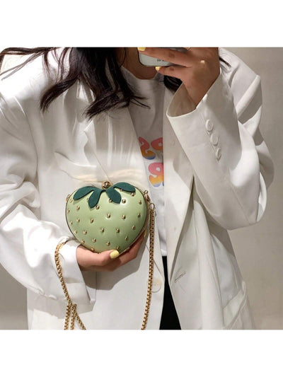 Sweet Strawberry Love: Heart-Shaped Chain Shoulder Crossbody Bag - Perfect Date Gift