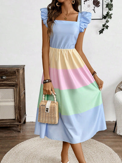 Chic Color Block Daily Dress for Effortless Style