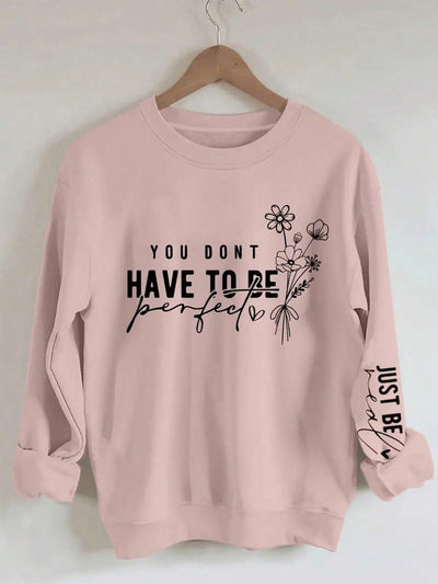 Chic Floral Slogan Drop Shoulder Sweatshirt for Effortless Spring & Autumn Style