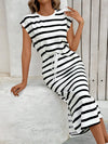 Chic Striped Casual Knitted Long Dress - Effortless Versatility for Every Occasion