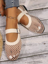 Chic Beige Mesh Loafers: Lightweight & Breathable Slip-On Mary Jane Flats for Effortless Style