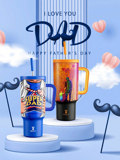 40oz Super Dad Print Insulated Tumbler: Keep Your Drinks Hot or Cold on the Go!