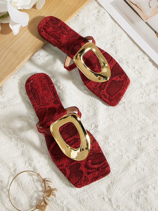 Experience the ultimate blend of style and comfort with our Perfect Party Vacation Footwear. Designed with a striking snake pattern and a bold red square toe, these slippers are perfect for any event. Step into luxury and make a statement with every step. Order now for the perfect party vacation!