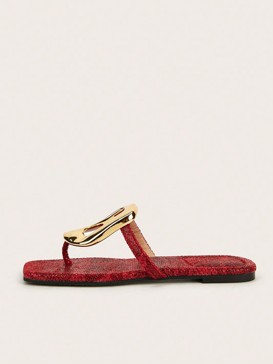 The Perfect Party Vacation Footwear with Snake Pattern Red Square Toe Slipper