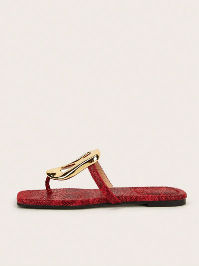 The Perfect Party Vacation Footwear with Snake Pattern Red Square Toe Slipper