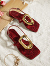 The Perfect Party Vacation Footwear with Snake Pattern Red Square Toe Slipper