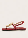 The Perfect Party Vacation Footwear with Snake Pattern Red Square Toe Slipper