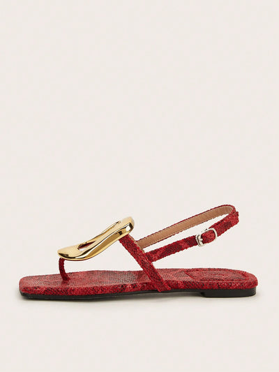 The Perfect Party Vacation Footwear with Snake Pattern Red Square Toe Slipper