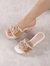 Summer Chic: 3D Flower Rope Wedge Sandals for Vacation and Casual Outfits