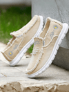 Chic Daisy Embroidered Unisex Loafers: Stylish, Comfortable, and Durable Canvas Shoes