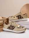 Leopard Print Lace-Up Sneakers: Stylish Comfort for Casual and Commuting