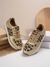 Leopard Print Lace-Up Sneakers: Stylish Comfort for Casual and Commuting