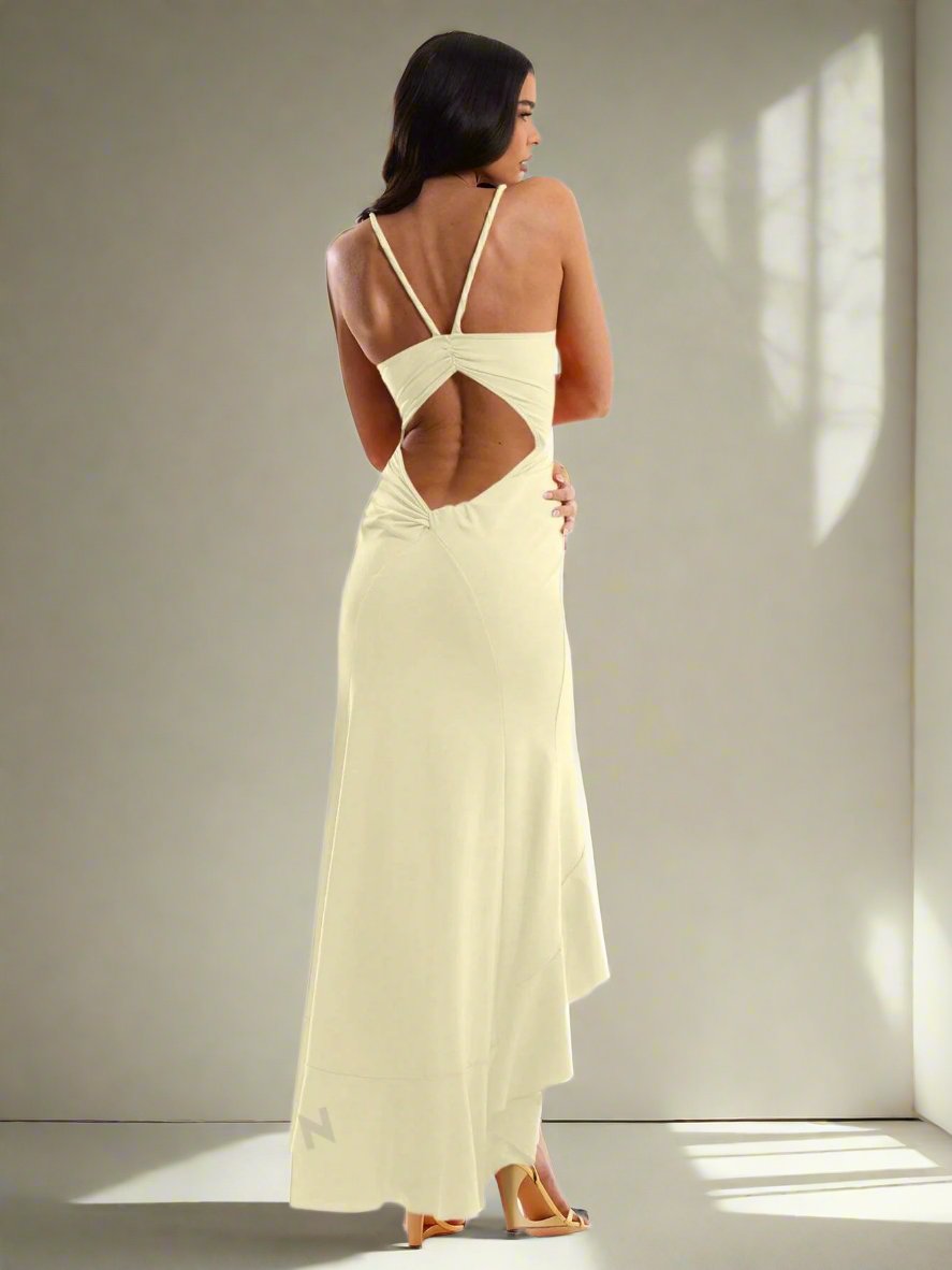 Elevate your style with the Glamorous Goddess: Slinky Ruched Twist Frill Midi Dress. This stunning dress features a unique ruched twist design and delicate frill detailing, providing a figure-flattering and sophisticated look. Crafted with high-quality materials, this dress offers both style and comfort, making it the perfect addition to your wardrobe. 