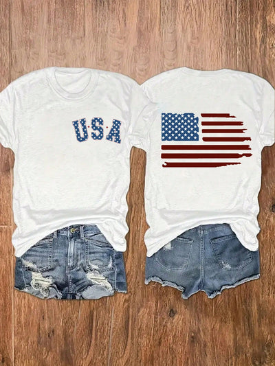 Show Your American Pride with Women's Patriotic Short Sleeve T-Shirt