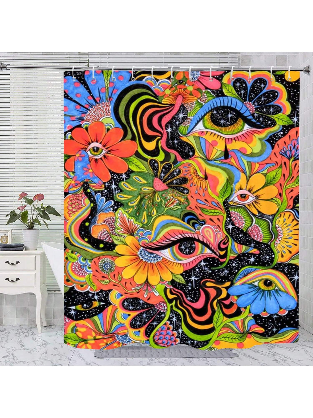 Achieve the perfect balance of style and functionality with Bohemian Bliss. This waterproof shower curtain not only adds a chic touch to your bathroom decor, but also protects your floors and walls from water damage. Enjoy a hassle-free shower experience with this must-have accessory.