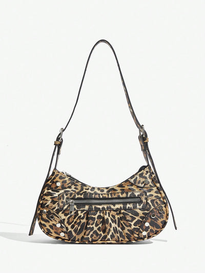 Channeling Street Style Chic with Camo Rivets Motorcycle Style Hobo Bag