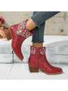 Blooming Style: Women’s Colorful Floral Wedge Heel Short Boots with Side Zipper