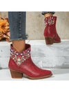 Blooming Style: Women’s Colorful Floral Wedge Heel Short Boots with Side Zipper