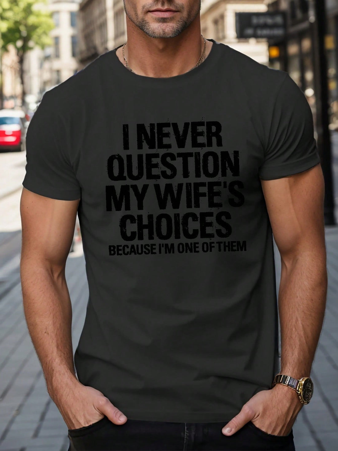 Show off your personality this summer with our Men's Short Sleeve T-Shirt. Featuring a bold slogan print, this t-shirt allows you to express yourself while staying cool and comfortable in the summer heat. Made with high-quality material, this t-shirt is perfect for casual outings and making a statement.