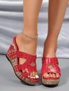 Colorful Snake Print Plus Size Women's Summer Sandals with Butterfly Flower Studs