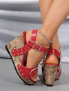 Stylish Plus Size Summer Wedge Sandals with Rivet Detail