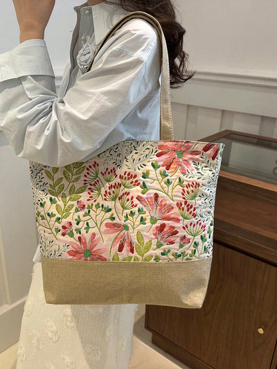 Floral Pattern Tote Bag: The Perfect Companion for Women on the Go!