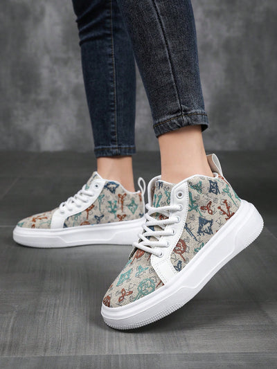 Colorful Comfort: Women's High Top Athletic Sneakers with Lace-Up Design