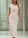 Diamond Pattern Knit Midi Dress: A Touch of Elegance for the Office Lady