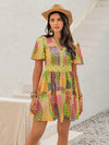 Holiday Patchwork Short Dress - Casual Chic for Any Occasion