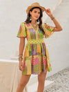 Holiday Patchwork Short Dress - Casual Chic for Any Occasion