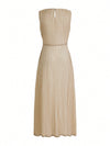 Elegance in Motion: Premium Solid Ruched Waist Plisse Dress