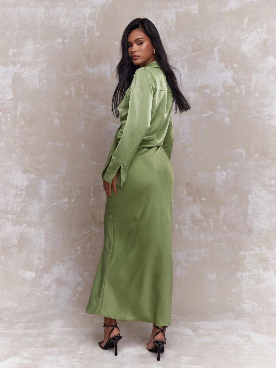 Celebrate in style with this stunning two-piece set designed for St. Patrick's Day magic! The luxurious satin crop top pairs perfectly with a flowing maxi skirt, creating an effortlessly chic silhouette that turns heads at any Irish-themed gathering. Whether you're hitting the parade or hosting a festive party, this playful ensemble brings elegance and spirit to your holiday wardrobe. The smooth satin fabric drapes beautifully while the cropped top adds a modern, flirty touch. Get lucky in green and make th