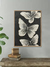 Monochrome Butterfly Trio: Hand-Painted Wall Art Decoration for Any Space