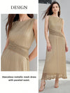 Elegance in Motion: Premium Solid Ruched Waist Plisse Dress