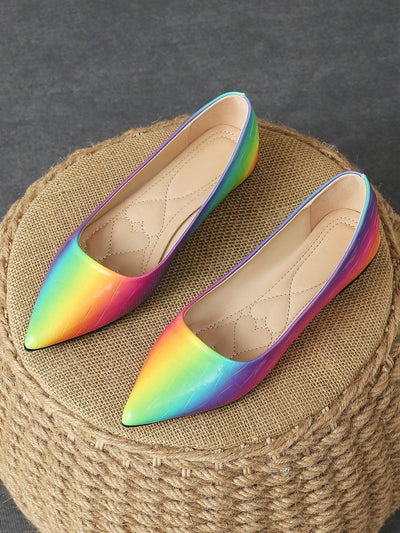 Chic Pointed Toe Flat Shoes for Women - Versatile Autumn Styles in Purple, Champagne, Red, Yellow, and Black