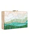 Chic Gradient Green Acrylic Clutch - Stylish Box Handbag for Evening Events & Parties