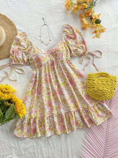 Flower Power: Women's Vacation Watercolor Romantic Flowers Dress