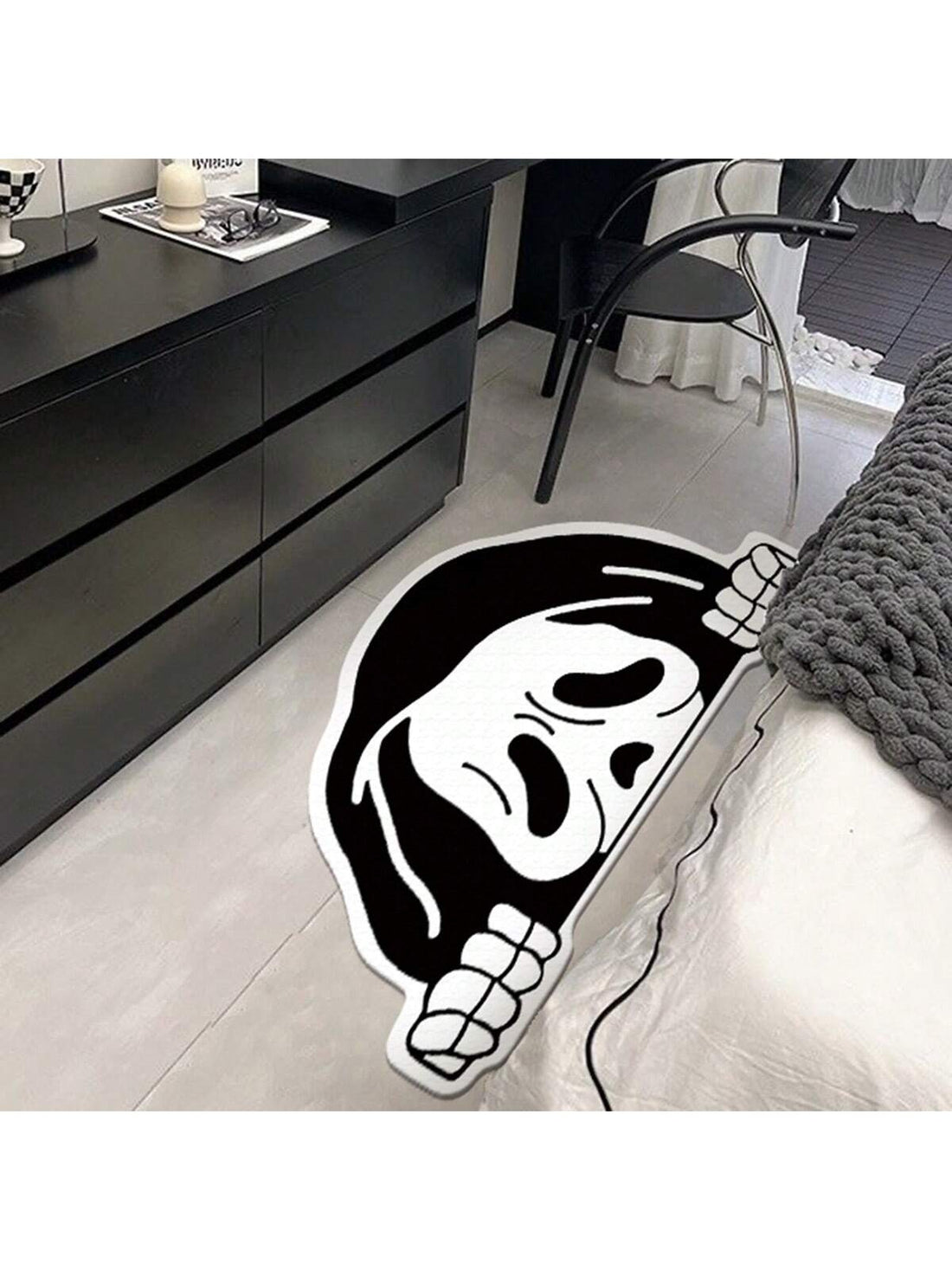 Introducing the Spooky Ghost Face Plush Floor Mat - a must-have for every room in your home. Made from soft, plush material, this floor mat is perfect for adding a touch of spooky style to your decor. Its ghost face design will bring a fun and festive vibe to any space.