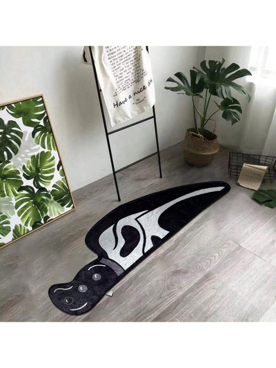 Spooky Ghost Face Dagger Design Rug - Gothic Style Plush Anti-Slip Mat