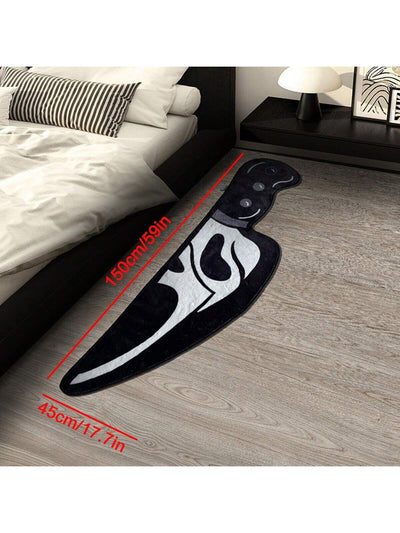 Spooky Ghost Face Dagger Design Rug - Gothic Style Plush Anti-Slip Mat