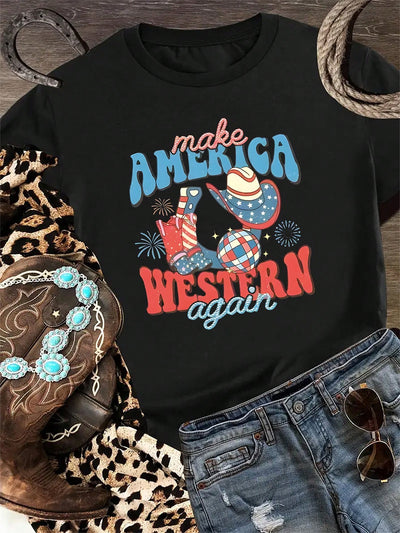 Show Your American Pride with Women's Patriotic Short Sleeve T-Shirt