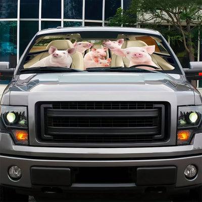 Pig Family Car Sun Shade: Adorable Pig Car Accessories and Decoration Gift for Mom and Dad