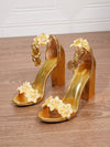 Golden Serpent Chunky Heel Sandals: An Elegance for Banquets and Gatherings