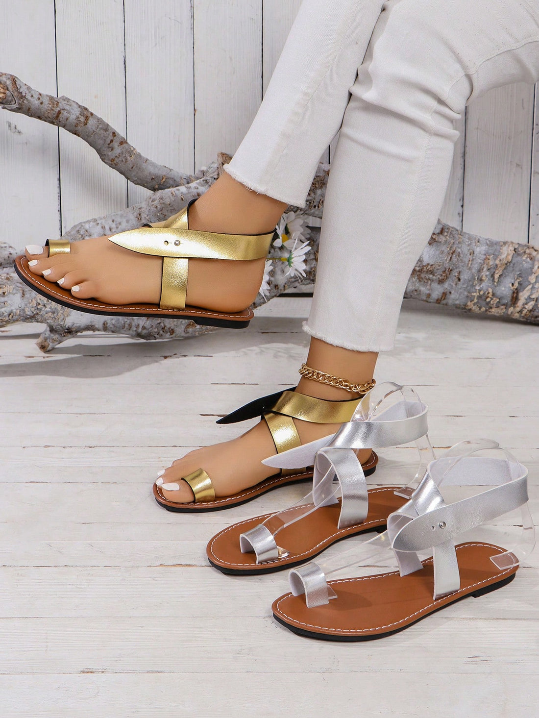 Step out in style with our European American Style Rivet Buckle Flat Sandals for Women. These sandals have a unique design with rivet embellishments and a buckle closure for a secure fit. Made with high-quality materials, they are durable and comfortable for all-day wear. Elevate your summer wardrobe with these trendy sandals.