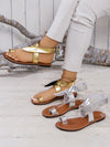 European American Style Rivet Buckle Flat Sandals for Women